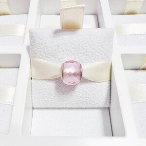925 Sterling Silver Pink Murano Glass Charm Bead Fits Pandora Charm Bracelets